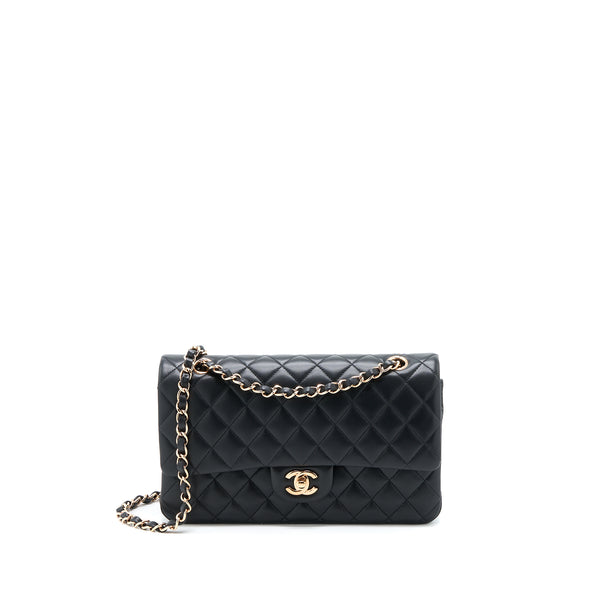 Chanel Black Quilted Lambskin Leather Small Classic Double Flap Bag Chanel