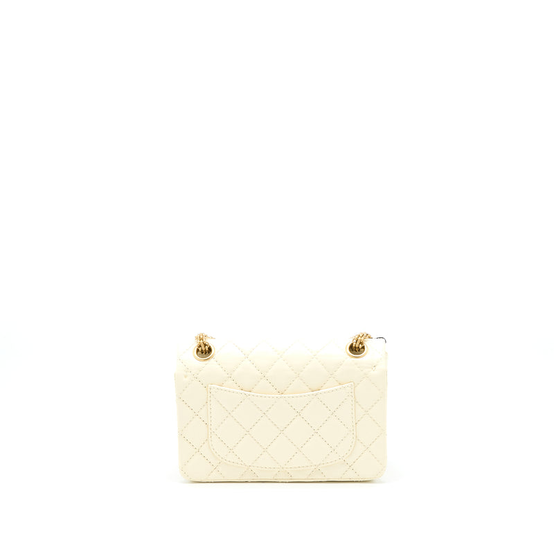 Chanel 20A Mini 2.55 Reissue Flap Bag Aged Calfskin Creamy White Brushed GHW