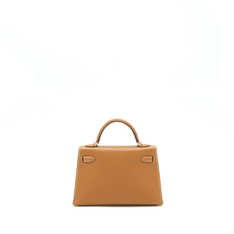 Hermes Mini Kelly II Epsom Gold GHW Stamp Z