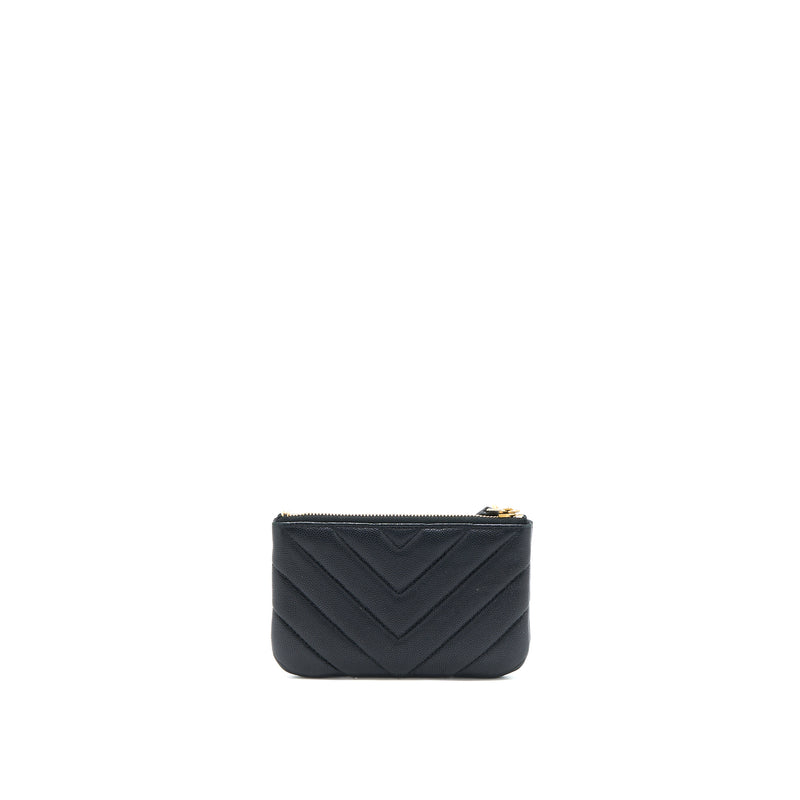 Chanel Chevron Zip O-Case Grained Lambskin Black GHW