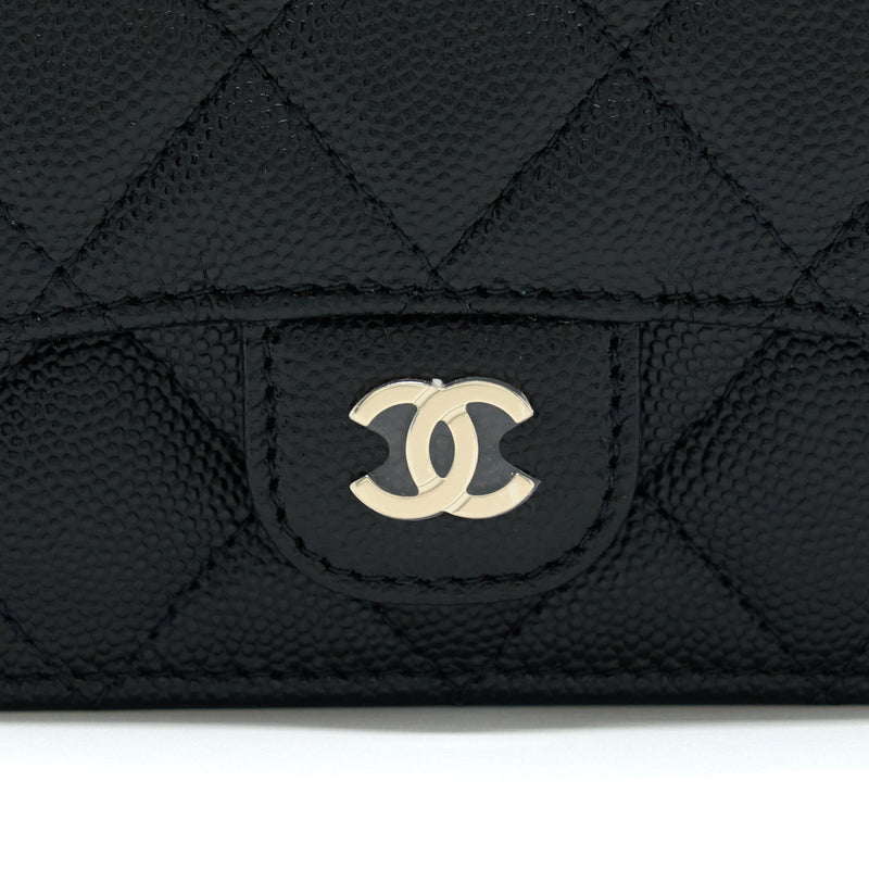 Chanel Mini Flap Card Holder With Chain Caviar Black LGHW