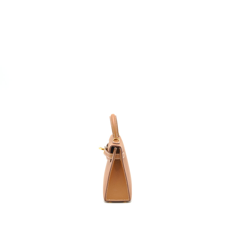 Hermes Mini Kelly II Epsom Gold GHW Stamp Z