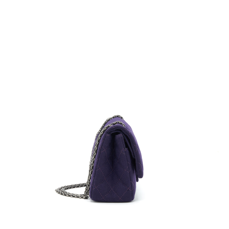 Chanel 2.55 Reissue 226 Double Flap Bag Fabric Purple Ruthenium Sliver Hardware
