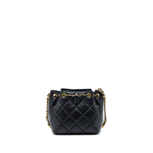 Chanel Drawstring Bucket Bag Lambskin Black GHW (Microchip)