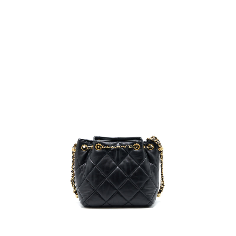 Chanel Drawstring Bucket Bag Lambskin Black GHW (Microchip)