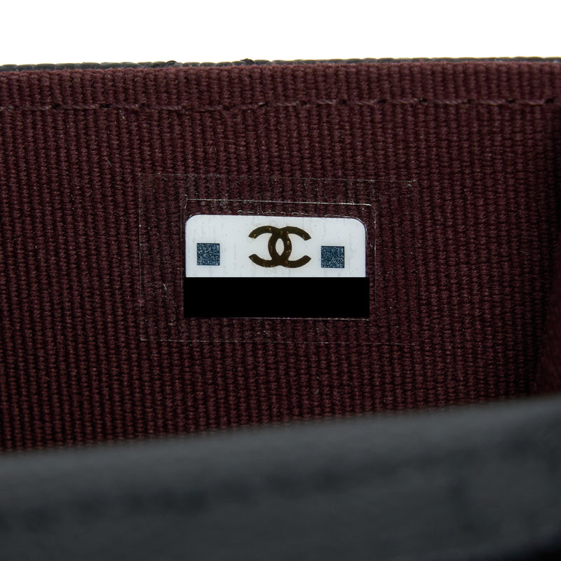 Chanel Mini Flap Card Holder With Chain Caviar Black LGHW