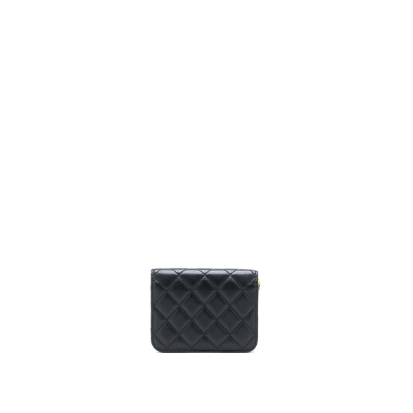 Chanel Pearl Crush Mini Flap Belt Bag with Chain Lambskin Black Brushed GHW