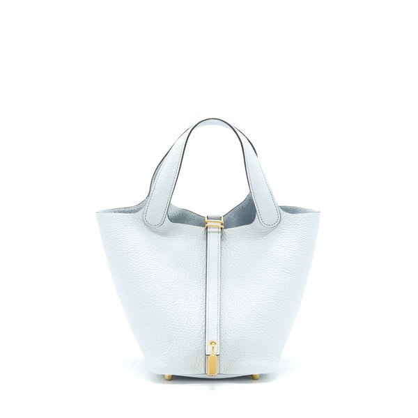 Hermes Picotin 18 Lock Bag Clemence Blue Pale GHW Stamp Z
