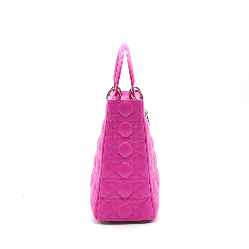 DIOR LARGE LADY DIOR LAMBSKIN BAG IN HOT PINK