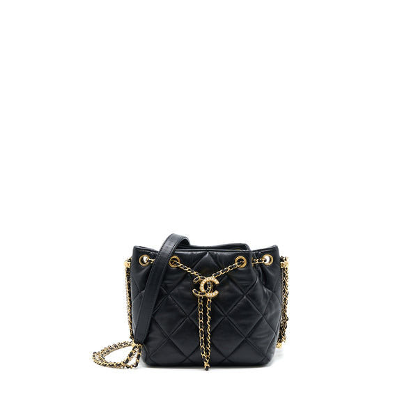 Chanel Drawstring Bucket Bag Lambskin Black GHW (Microchip)