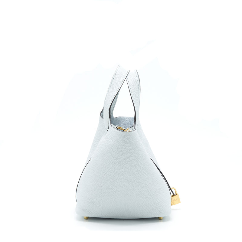 Hermes Picotin 18 Lock Bag Clemence Blue Pale GHW Stamp Z