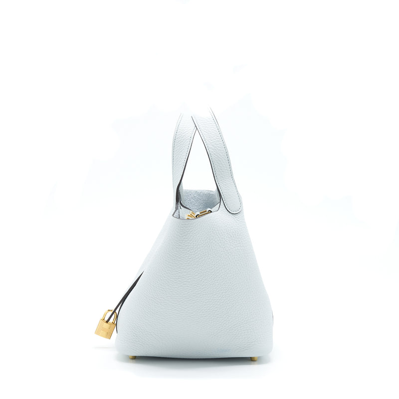 Hermes Picotin 18 Lock Bag Clemence Blue Pale GHW Stamp Z