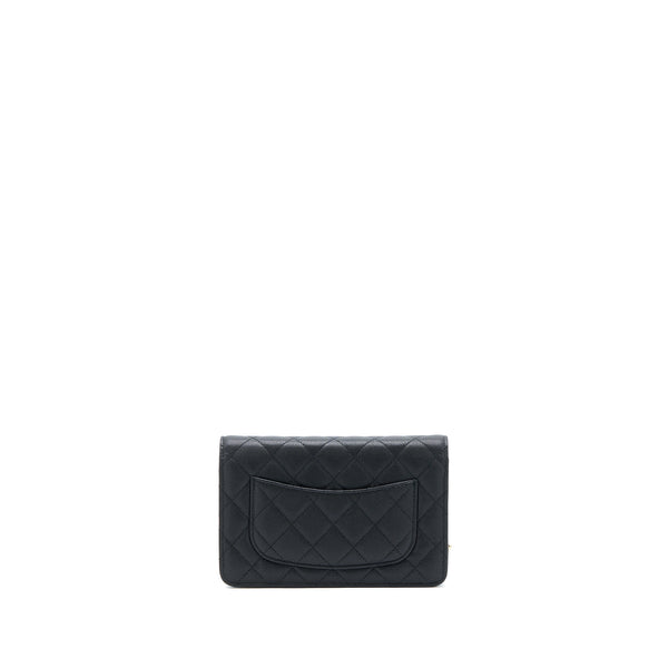 Chanel 23C Giant CC Logo Wallet on Chain Caviar Black LGHW (Microchip)