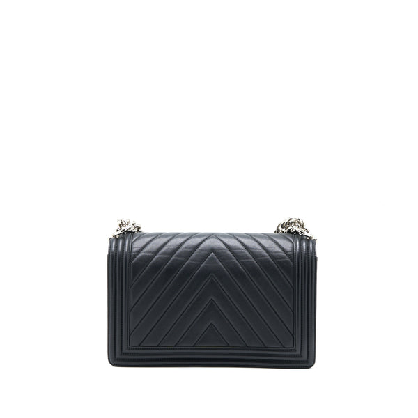 Chanel New Medium Boy Bag Chevron Lambskin Black SHW