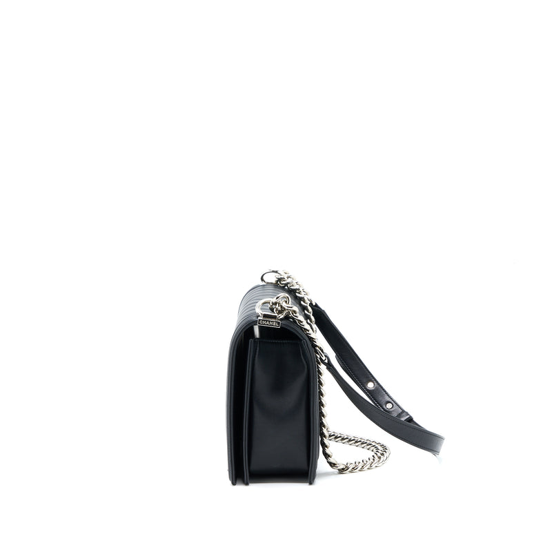 Chanel New Medium Boy Bag Chevron Lambskin Black SHW