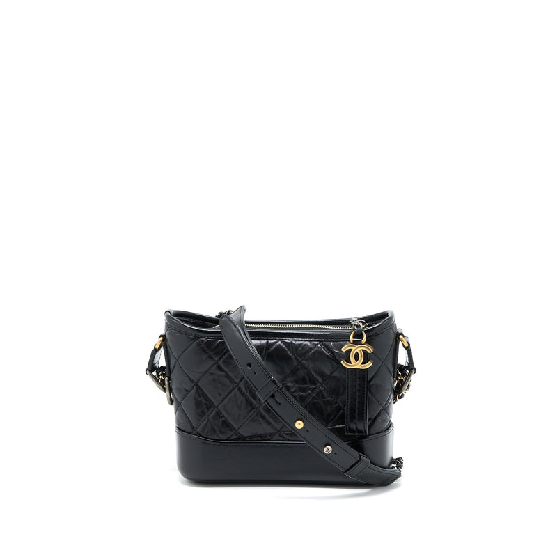 Chanel Small Gabrielle Hobo Bag Aged Calfskin Black Multicolour Hardware