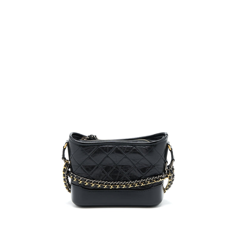 Chanel Small Gabrielle Hobo Bag Aged Calfskin Black Multicolour Hardware