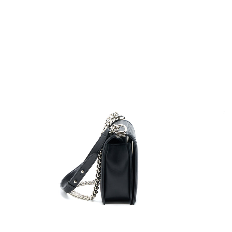 Chanel New Medium Boy Bag Chevron Lambskin Black SHW