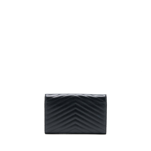 Saint Laurent Envelop Chain Wallet Grained Calfskin Black SHW
