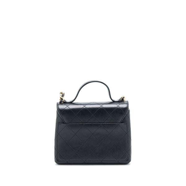 Chanel Seasonal Top Handle Flap Bag Calfskin Black GHW