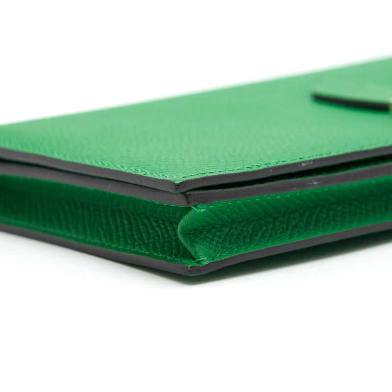 Hermes Bearn Wallet Green SHW epsom leather