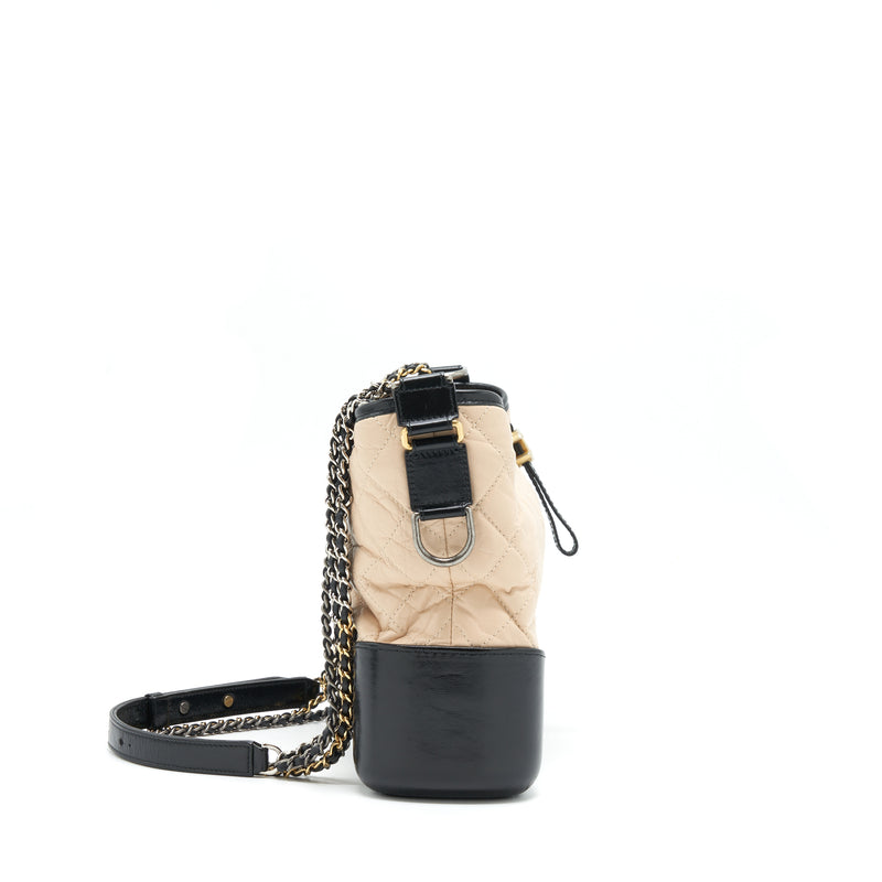 Chanel Large Gabrielle Hobo Bag Beige/Black Gold/Sliver Hardware