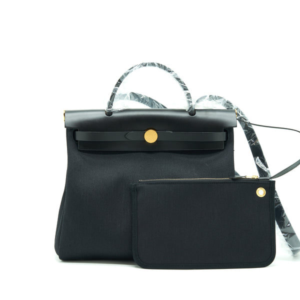 Hermes Herbag 31 Zip Bag Black GHW Stamp Z