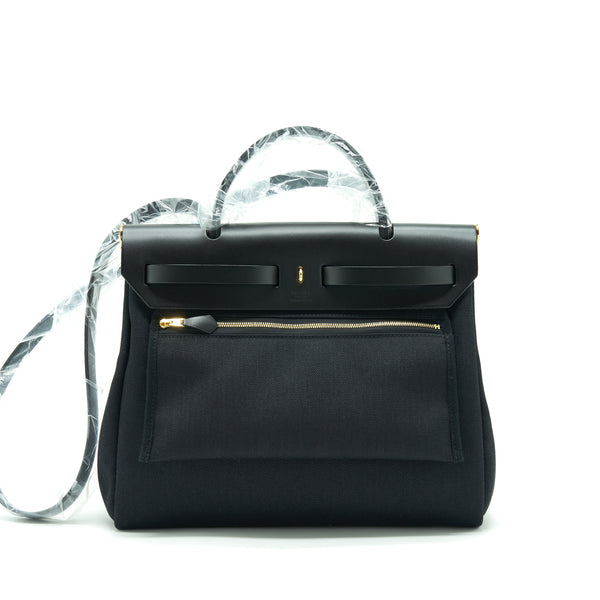 Hermes Herbag 31 Zip Bag Black GHW Stamp Z