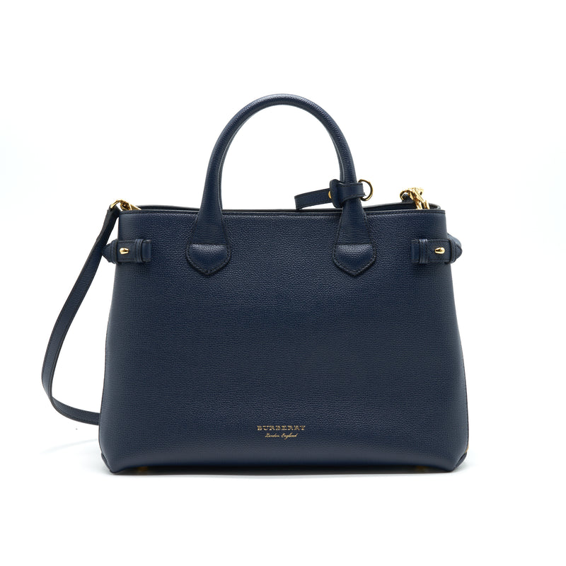 Burberry Leather/ Canvas Tote Bag Navy