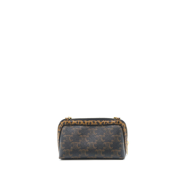 Celine Clutch With Chain Triomphe Canvas Limited Edge Print GHW