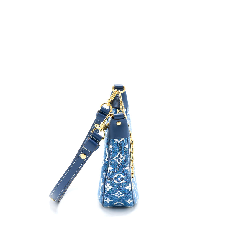 Louis Vuitton, Bags, Louis Vuitton Loop Blue Denim Monogram Gold Chain  Moon Crossbody Shoulder Bag