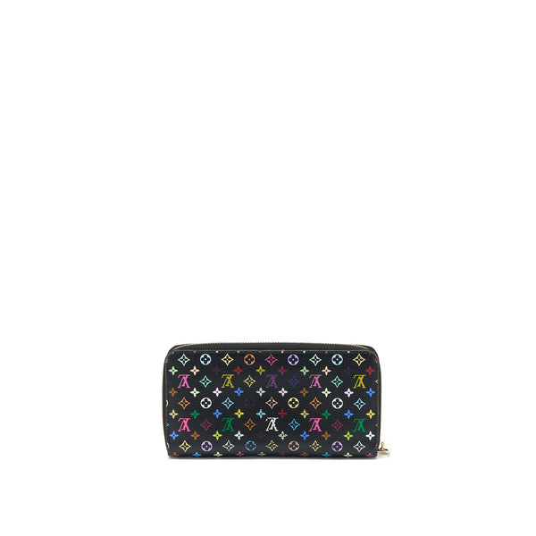 Louis Vuitton Zippy Long Wallet Black Multicolour Monogram Canvas GHW