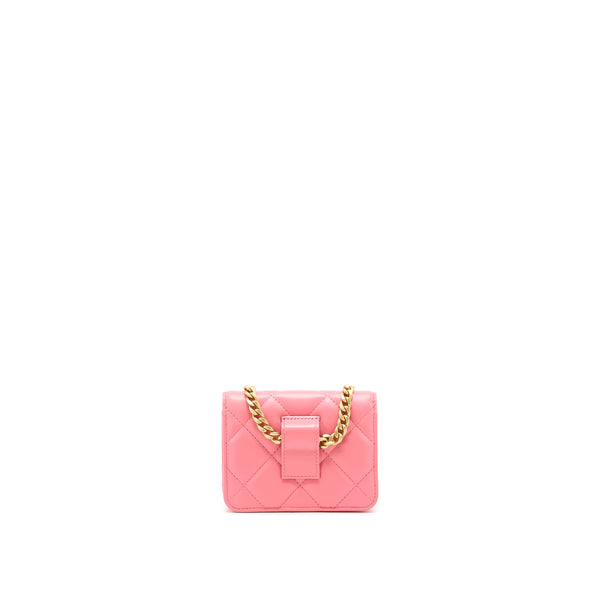 Chanel Mini Flap Waist Bag Enamel Logo Lambskin Pink GHW