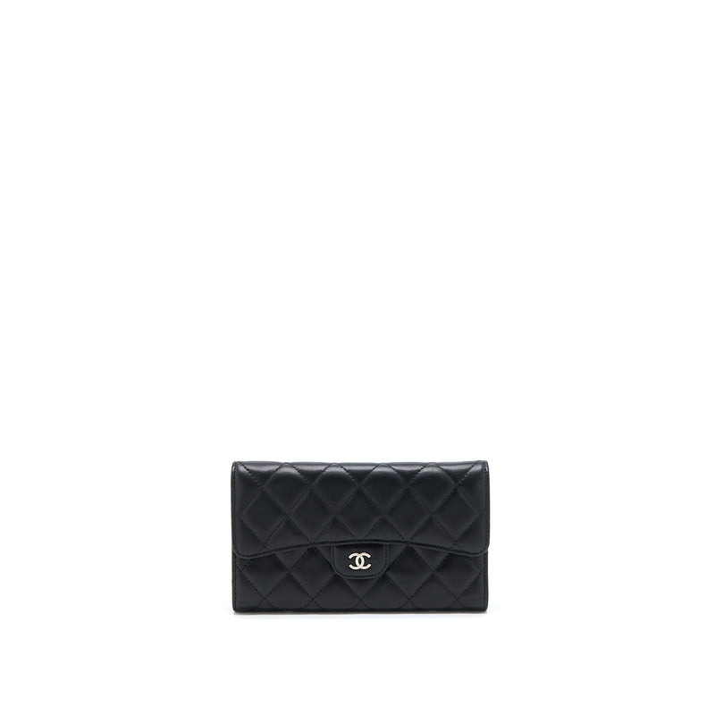 Chanel Long Flap Wallet Lambskin Black SHW