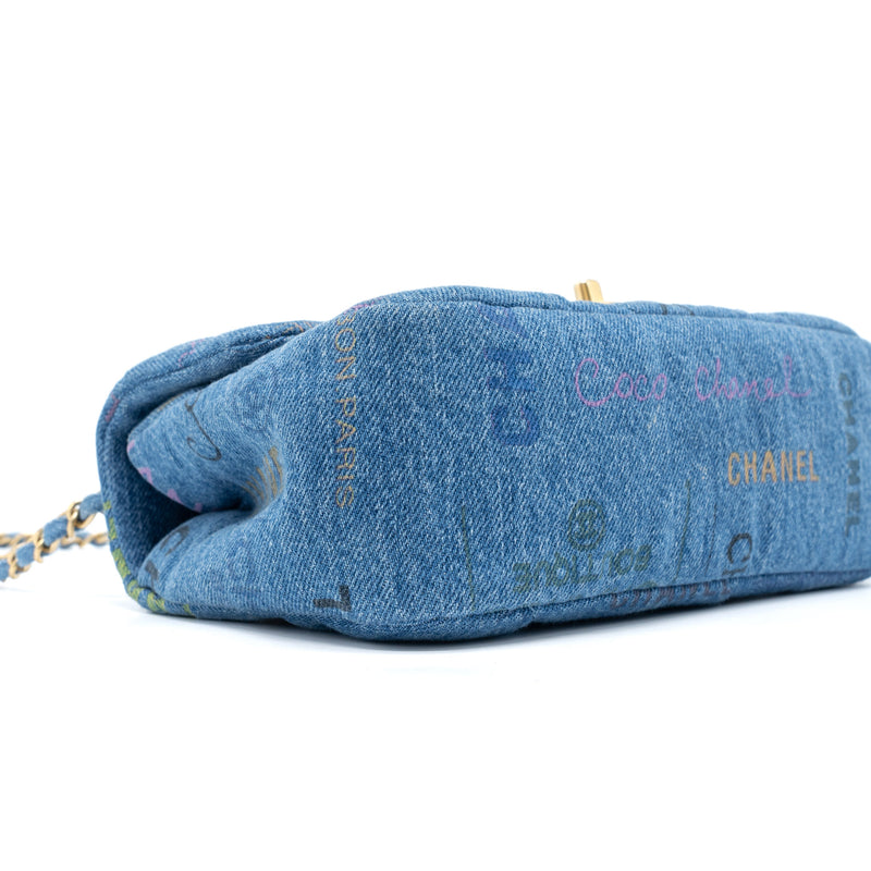 Chanel 22P Blue Denim Flap Bag Denim Blue Brushed GHW (Microchip)