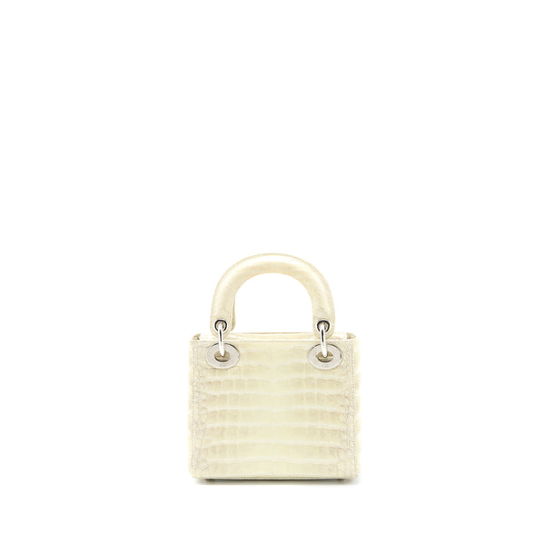 Dior Mini Lady Dior Himalayan Crocodile White SHW