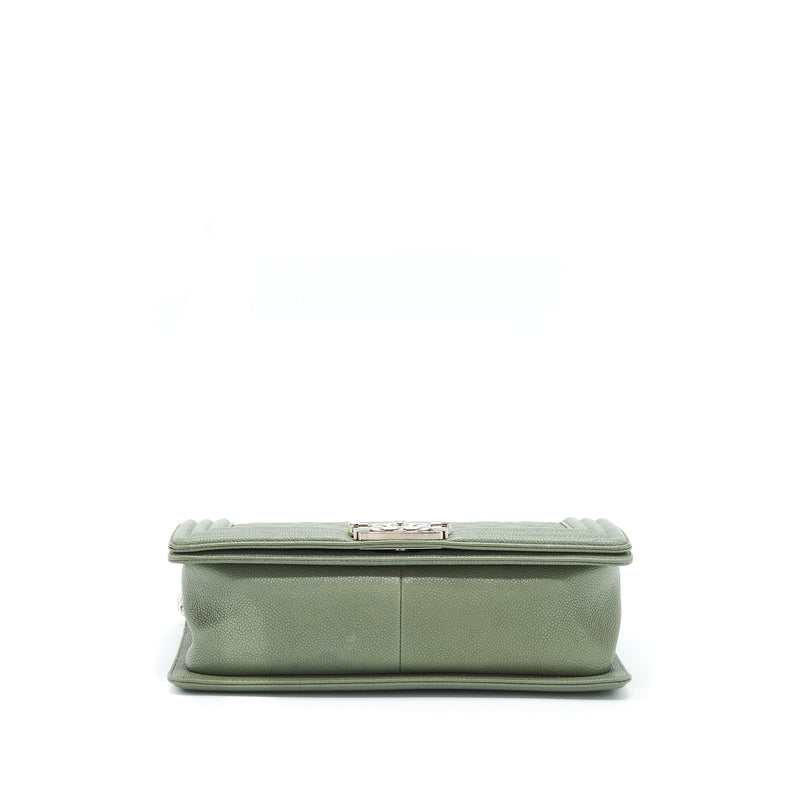 Chanel Medium Boy Bag Caviar Light Green SHW