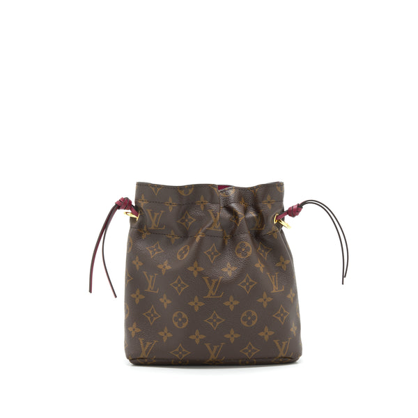 Louis Vuitton Noe Pouch Monogram Canvas / Fuchsia With Bandouliere Shoulder Strap