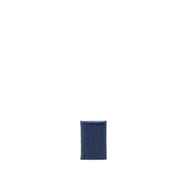 Hermes Calvi Card Holder Ostrich Blue SHW Stamp D