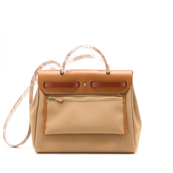 Hermes Herbag Zip 31 Canvas Chai/Sable/Fauve GHW Stamp U