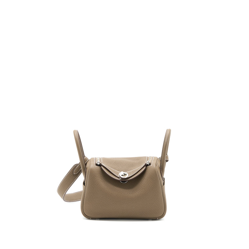 Hermes Mini Lindy Clemence Etoupe SHW Stamp Z