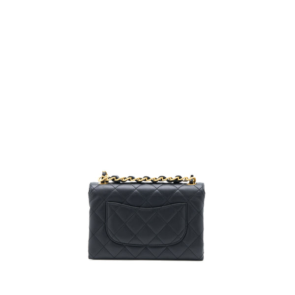 Chanel Handle Flap Bag Calfskin Black Brushed GHW (Microchip)