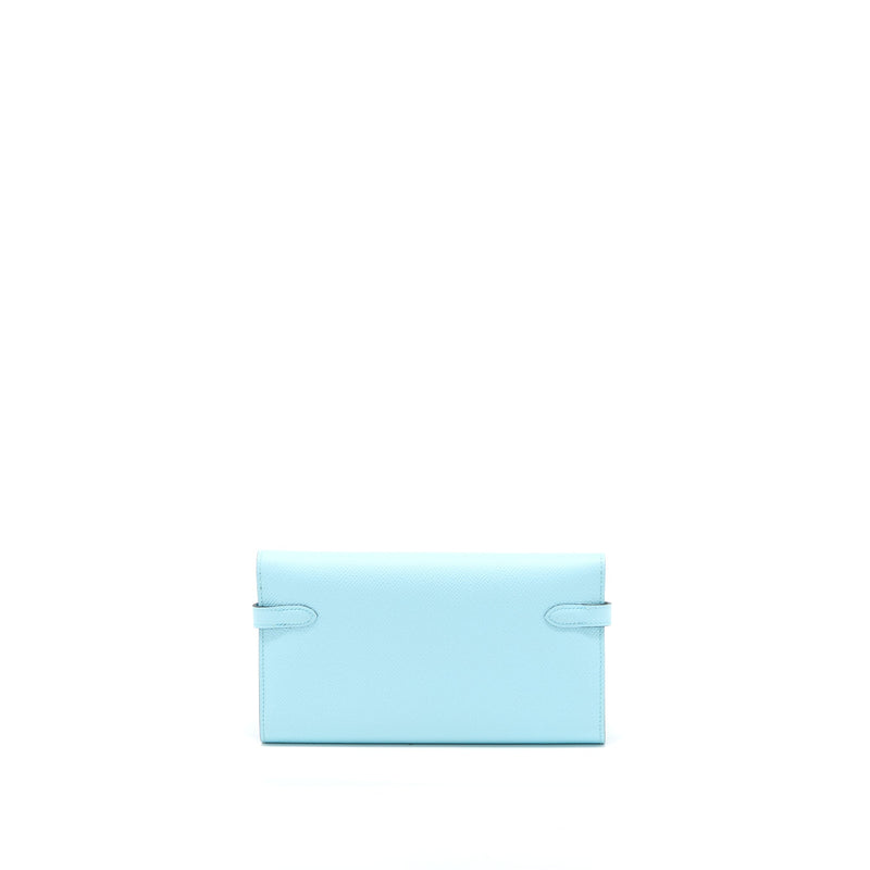 Hermes Kelly Long Wallet Epsom U2 Blue Zephyr SHW Stamp A