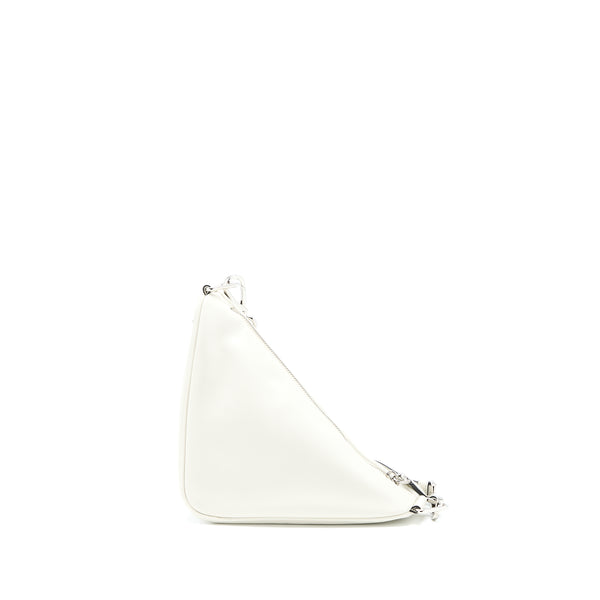Prada Triangle Leather Shoulder Bag White SHW