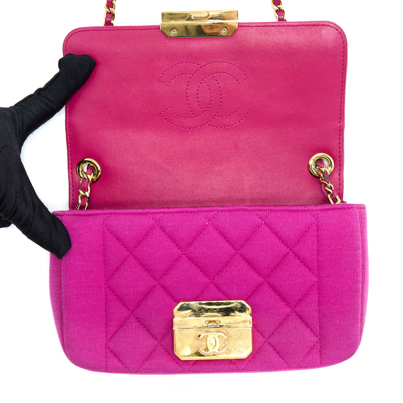 Chanel Seasonal Mini Flap Bag Fabric Pink LGHW