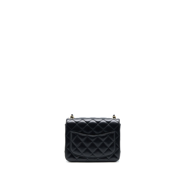 Chanel Mini Square Flap Bag Lambskin Black LGHW (Microchip)