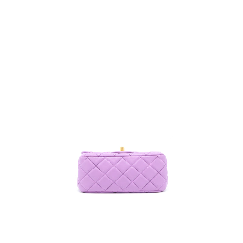 Chanel 22S Pearl Crush Mini Square Lambskin Purple GHW