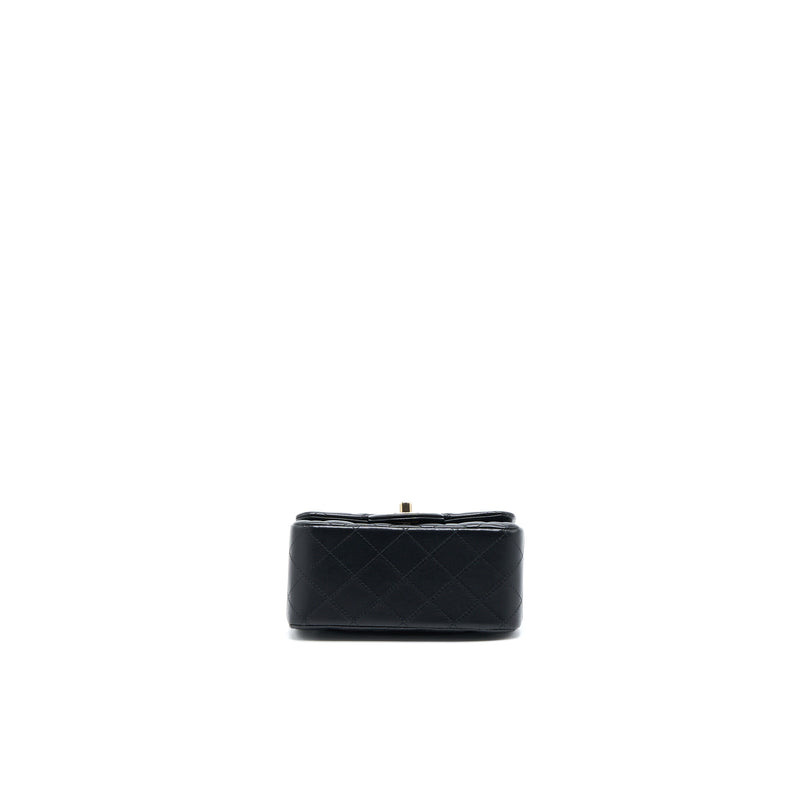 Chanel Mini Square Flap Bag Lambskin Black LGHW (Microchip)
