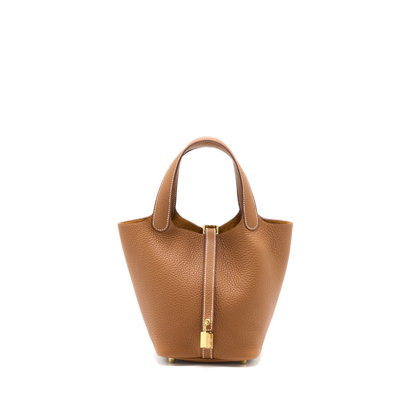 Hermes Picotin 18 Lock Bag Clemence Gold GHW Stamp U