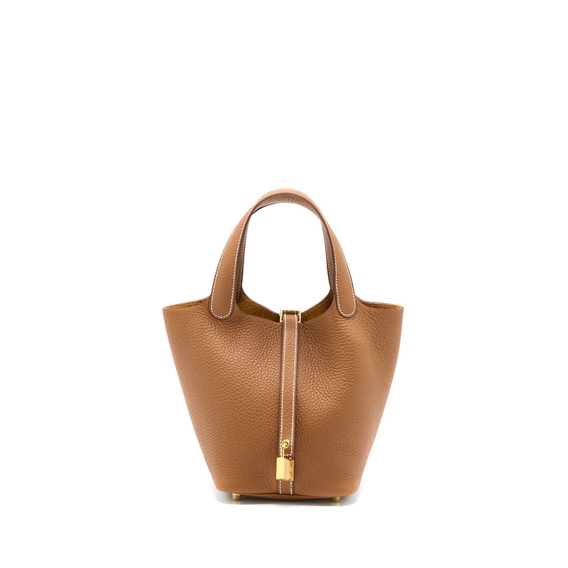 Hermes Picotin 18 Lock Bag Clemence Gold GHW Stamp U